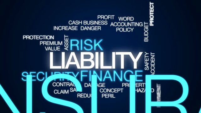 Liability animated word cloud, text design animation.