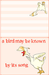  Illustration of a Domestic Geese. Postcard. Proverb 