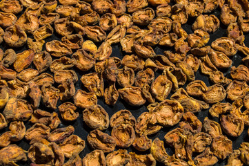 Dried natural and organic natural apricot fruit dried in the sun, pleasure apricot dry in the process of drying ...
