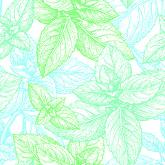 Mint seamless pattern.