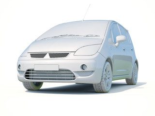 3d Car White Blank Template