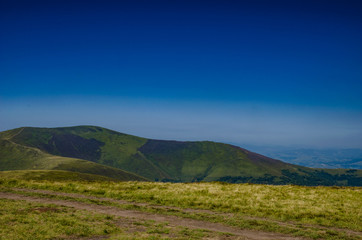 Background landscape with Ukrainian Carpathian Mountains in the Pylypets