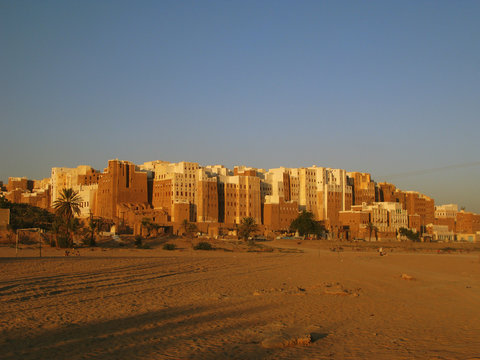 Panorama of Shibam mud skyscrapers, Hadramout Yemen