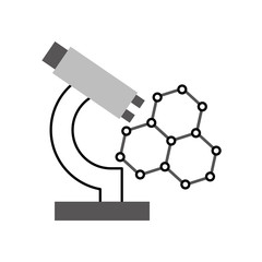 structure molecular with microscope vector illustration design
