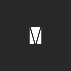 Letter M logo in a triangle shape. Simple abstract geometric form typography design element template.