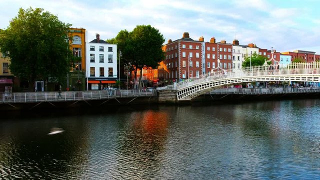 Dublin, Ireland. Famous Ha Penny Bridge in Dublin, Ireland during the day