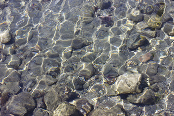 Stones on the beach at the sea under water