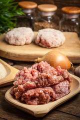 Preparation of ground chopper for frying.