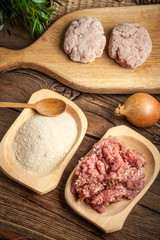 Preparation of ground chopper for frying.