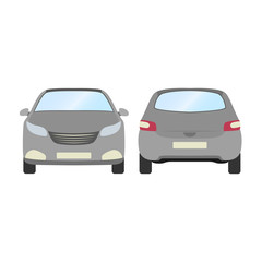 Car vector template on white background. Business hatchback isolated. grey hatchback flat style.front and back view