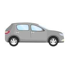 Car vector template on white background. Business hatchback isolated. grey hatchback flat style. side view