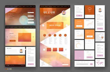 Website template design with interface elements