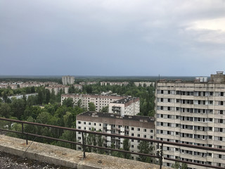 Fototapeta na wymiar Buildings in Pripyat the abandoned city