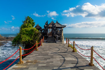 Scenics View of Seaside Balinese Temple Against Sea and Sky
