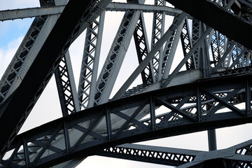 Low Angle View of Steel Bridge Structure