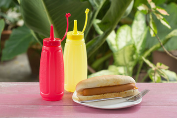 Hot dog on the plate