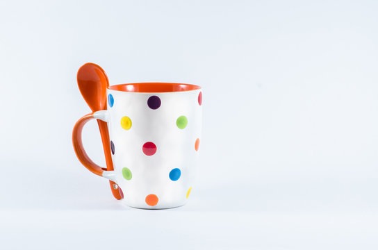 Ceramic Coffee mug with spoon