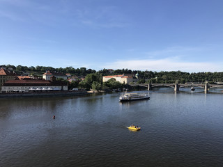 View from the charles bridge over the vltava river