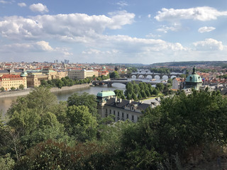 Fototapeta na wymiar View from Letna Park at the Vltava River