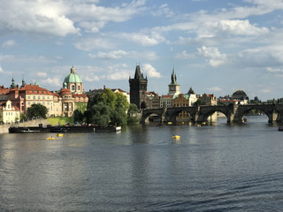 The vltava river and charles bridge