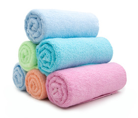 Obraz na płótnie Canvas pile of rainbow colored towels