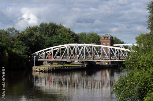 Barton Swing Bridge Across The Manchester Ship Canal Stock