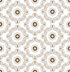 Vector seamless pattern with floral ornaments. Ornate floral decor for wallpaper. Endless vintage texture