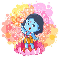 Happy little Krishna on the lotus.