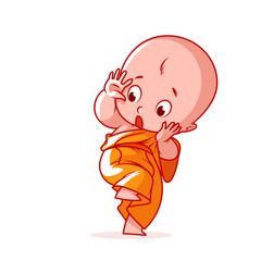 Scared little monk.