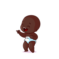 Very cute little baby in the diaper.
