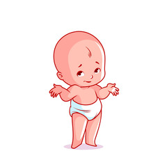 Very cute little baby in the diaper.