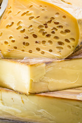 Close Up View of French Cheese on Traditional Market Stall