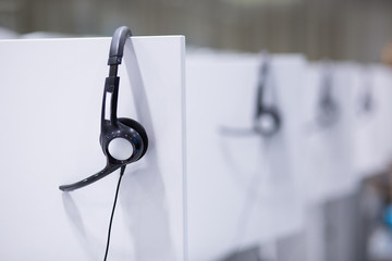 Headphones in empty call center office