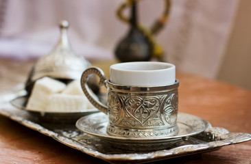 Turkish coffee and Turkish sweets lokum
