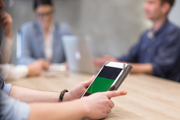 businessman using tablet computer