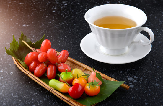 Fruit shape dessert or Look choop in Thailand.