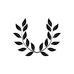 Laurel wreath black on white background