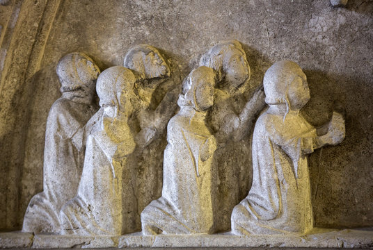 Lunette with Christ and Worshippers / XVc./  in Castelvecchio Museum. Verona, Italy