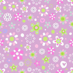 Seamless pattern with cute flowers.