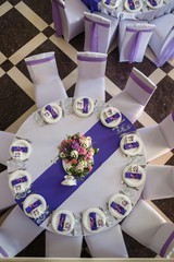 Fototapeta premium Top view of served table