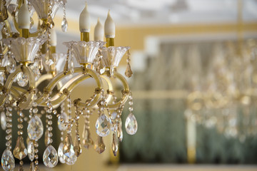 elegant crystal lamp close up