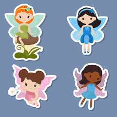 Collection of beautiful fairy stickers