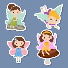 Collection of beautiful fairy stickers