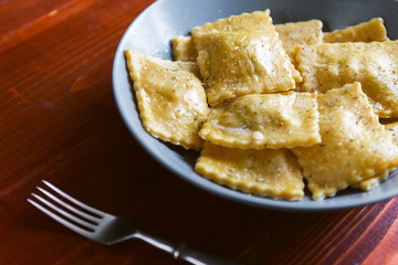 Plate with authentic ravioli