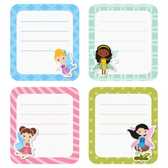 Cute cards or stickers with fairy.