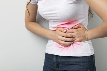 Woman having stomach ache