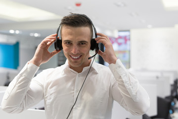 male call centre operator doing his job