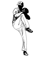 baseball pitcher, sketch illustration