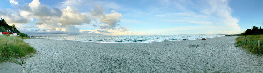 Sandstrand Panorama zwischen Scharbeutz und Timmendorfer Strand, Schleswig-Holstein, Deutschland