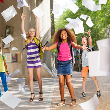 Group Of School Kids Have Fun After Class